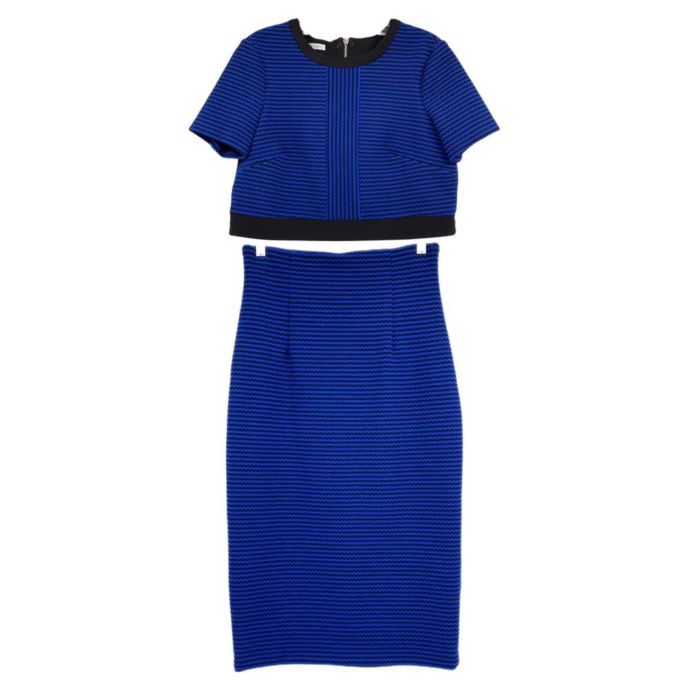 Maggy London Blue/Black Striped Midi Pencil Skirt and Top Set | Women’s Size 4